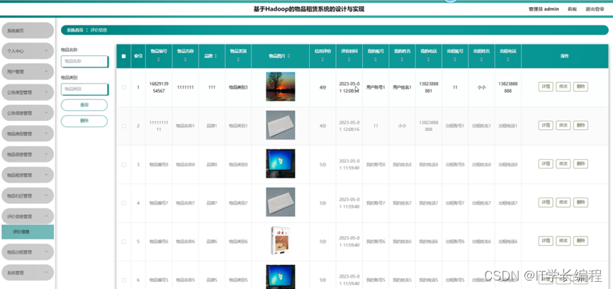 计算机毕业设计 基于Hadoop的物品租赁系统的设计与实现 Java实战项目 附源码+文档+视频讲解,第12张