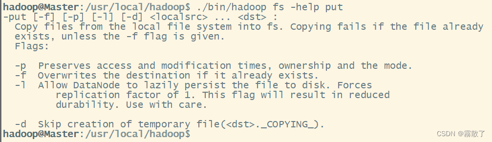 HDFS编程实践(Hadoop3.1.3),put命令,第2张