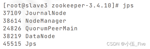 Hadoop高可靠集群搭建步骤（手把手教学）【超级详细】,图 3-31 slave3-jps,第26张