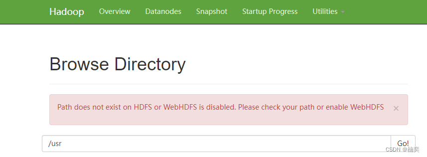 HDFS Browse Directory目录显示 Path does exist on HDFS or WebHDFS is disabled.,第1张