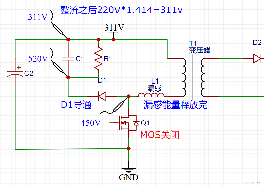 反激系列-详细到每个容阻的原理之RCD吸收（1）,在这里插入图片描述,第8张