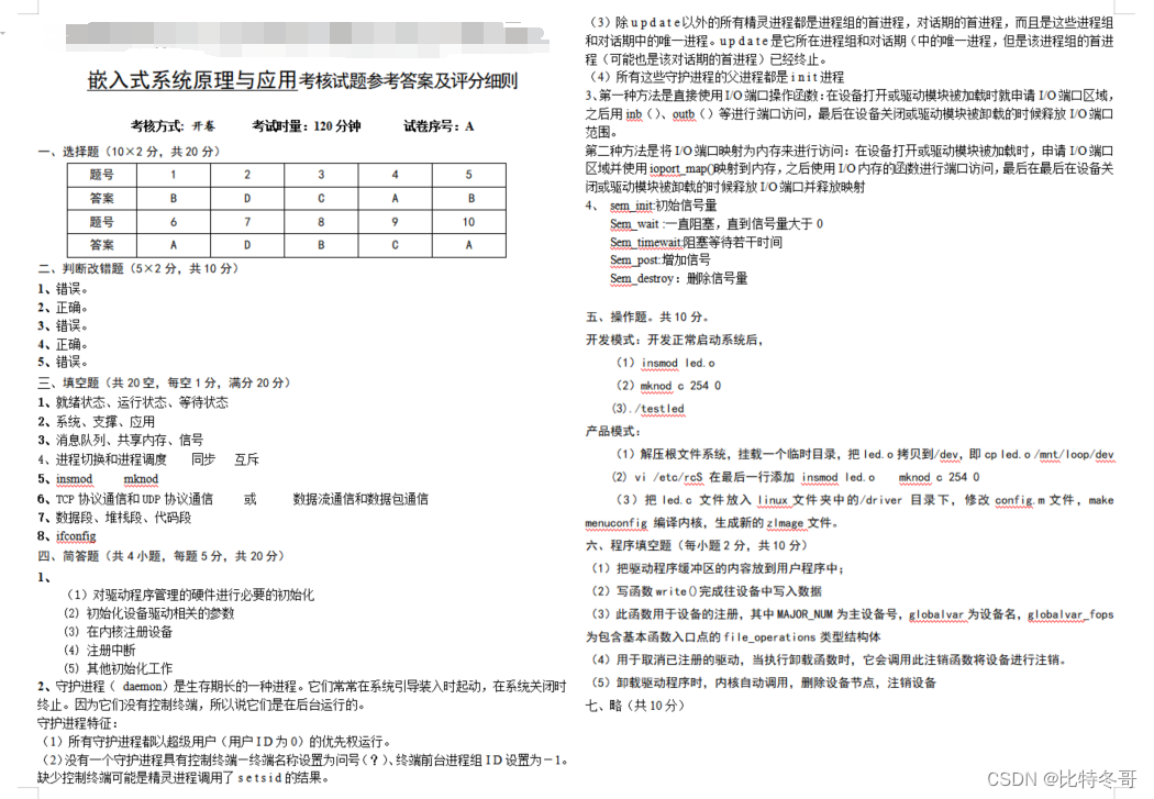 嵌入式原理与应用期末复习汇总(附某高校期末真题试卷),在这里插入图片描述,第4张